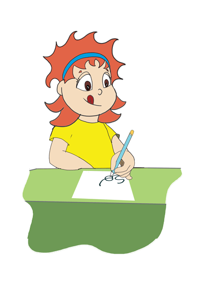 Ilustração texto alfabetização - Sol escrevendo