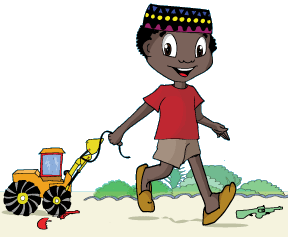 Rafinha destruindo armas de brinquedo com tratorzinho