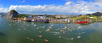 Panorâmica da baía de Vitória em dia de procissão de São Pedro. Foto: Gabriel Lordêllo, arquivo PR/ES