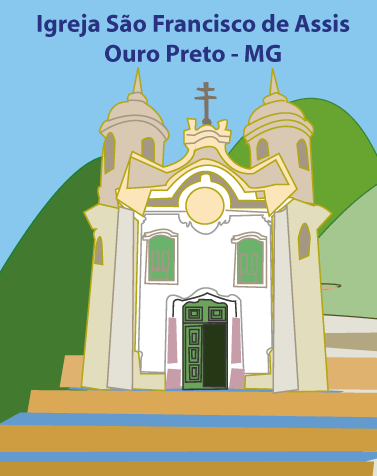Ilustração da Igreja São Francisco de Assis, em Ouro Preto